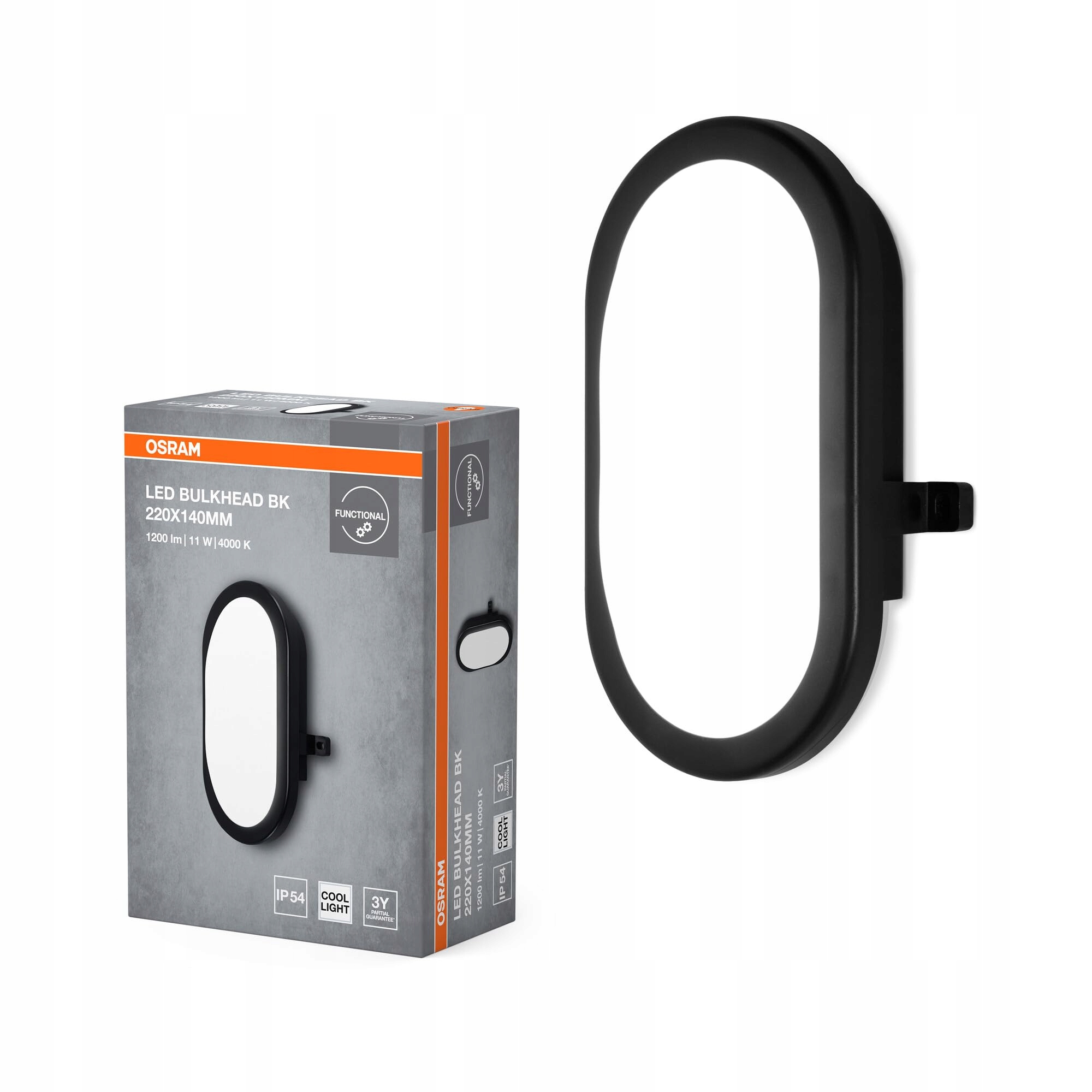 OSRAM Lampa Ścienna LED Do Garażu Piwnicy Czarna Odporna 11W IP54 IK06 — miniatura 3