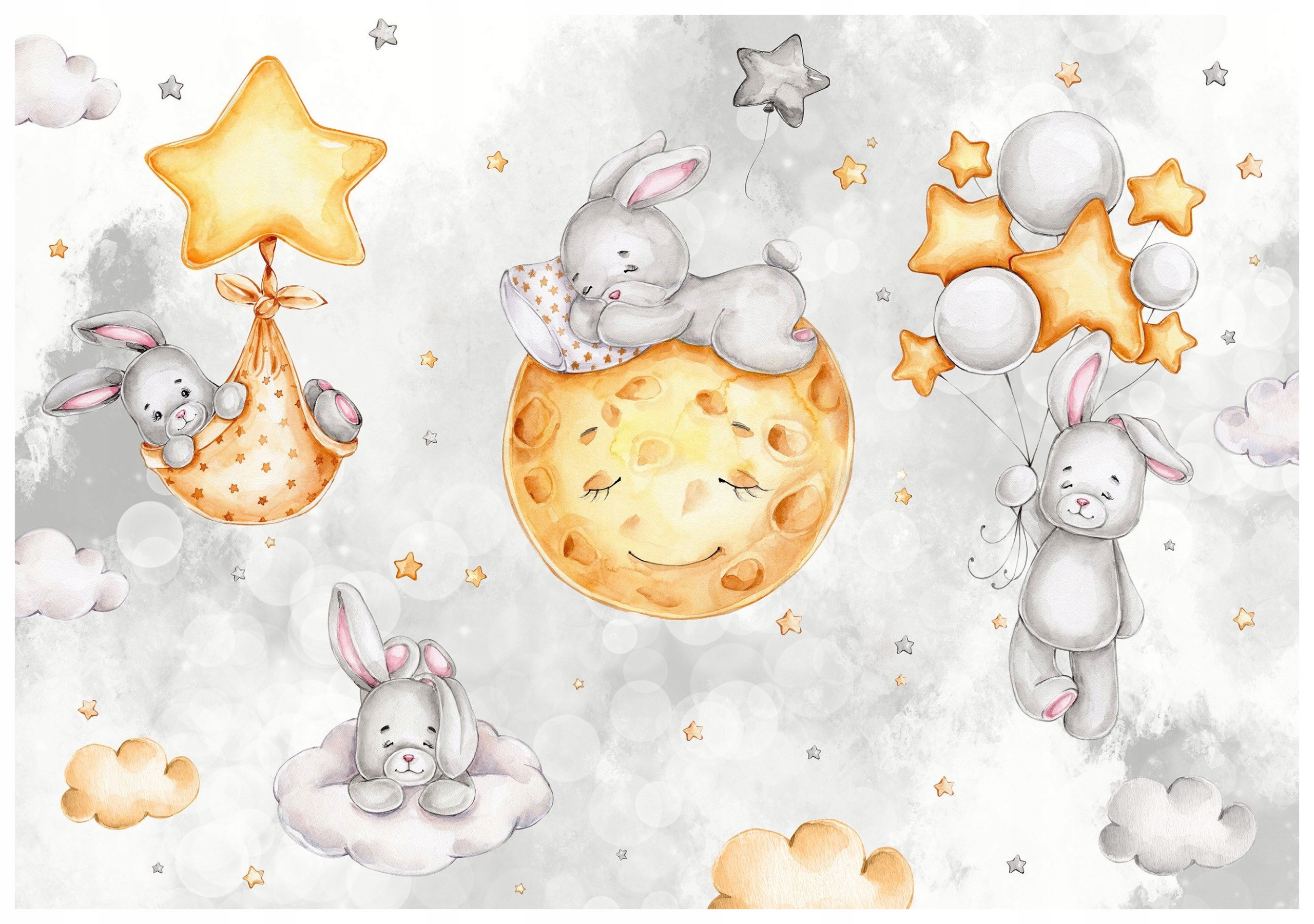 Vliesová fototapeta Králíci na Měsíc hvězdy spánek Kolébka 312x219 lepidlo