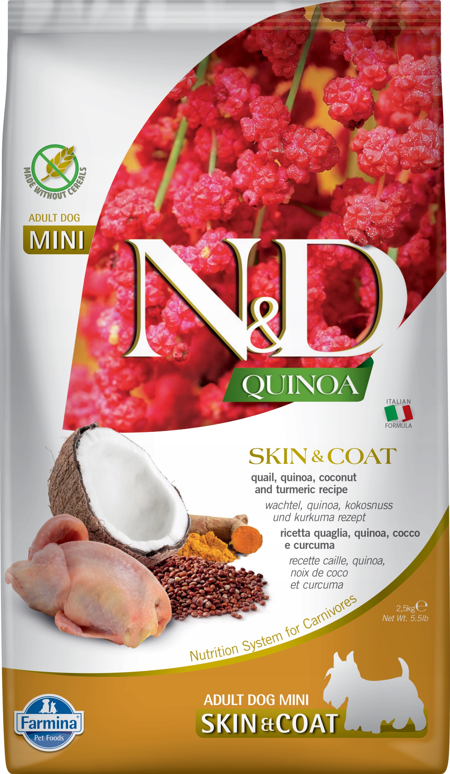 N&d Dog Quinoa Skin&coat, Quail, Coconut Adult Mini 2,5 Kg