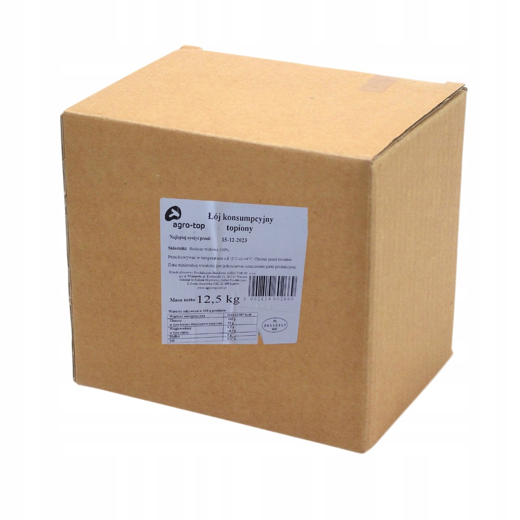 Levně Hovězí lůj 12,5 kg Agro-Top hovězí tuk fritéza 100% bez přísad