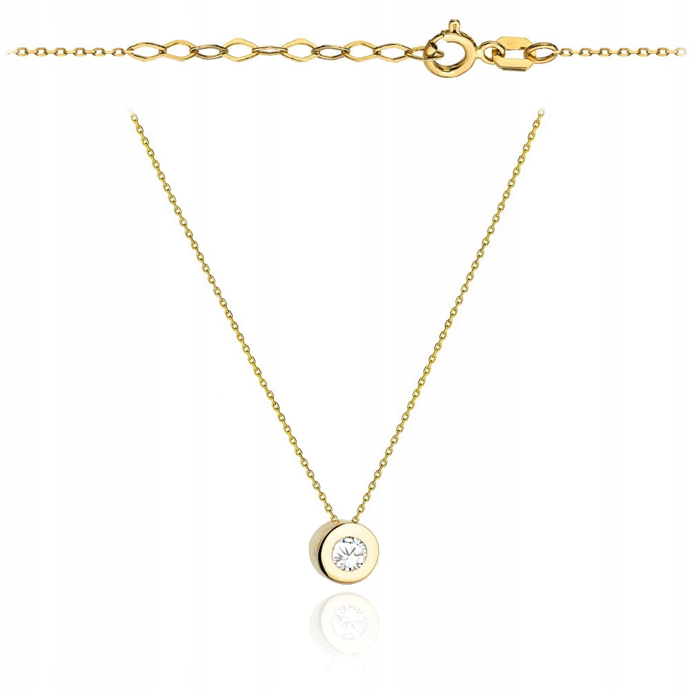 Zlatý náhrdelník 585 s bílou zirkonií v rámečku, hmotnost 1.48 g jako dárek