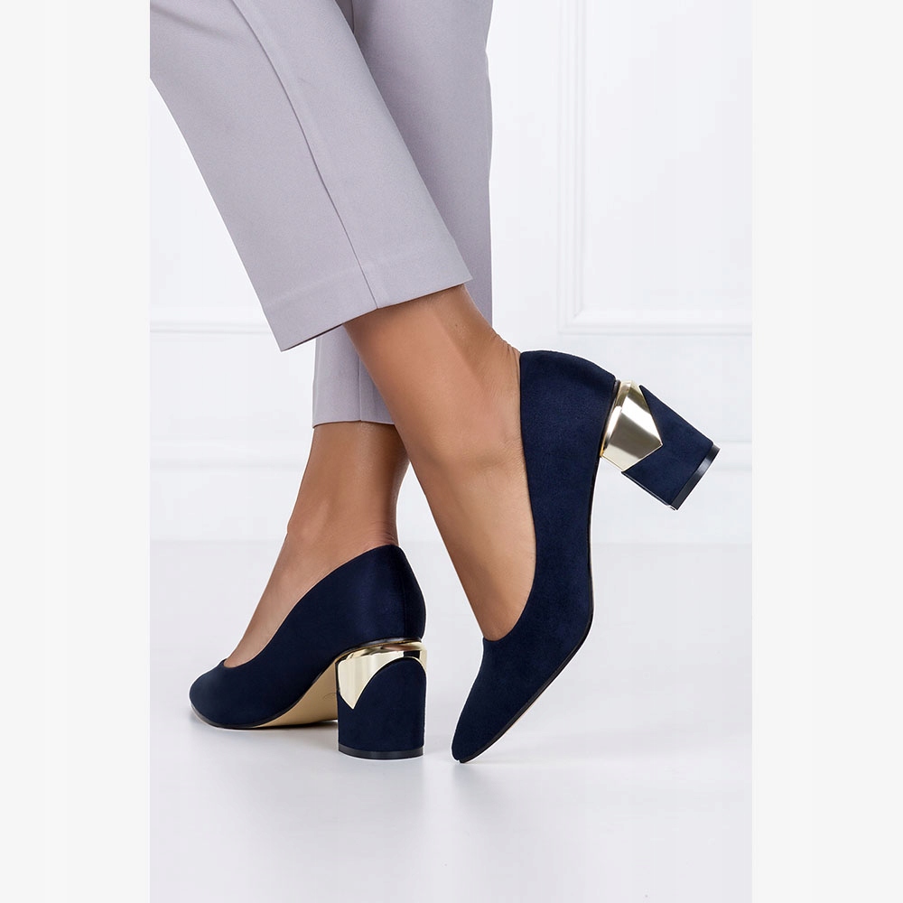 CZÓŁENKA DAMSKIE NA OZDOBNYM OBCASIE SŁUPKU SKÓRZANA WKŁADKA WYGODNE r 41 Rozmiar 41