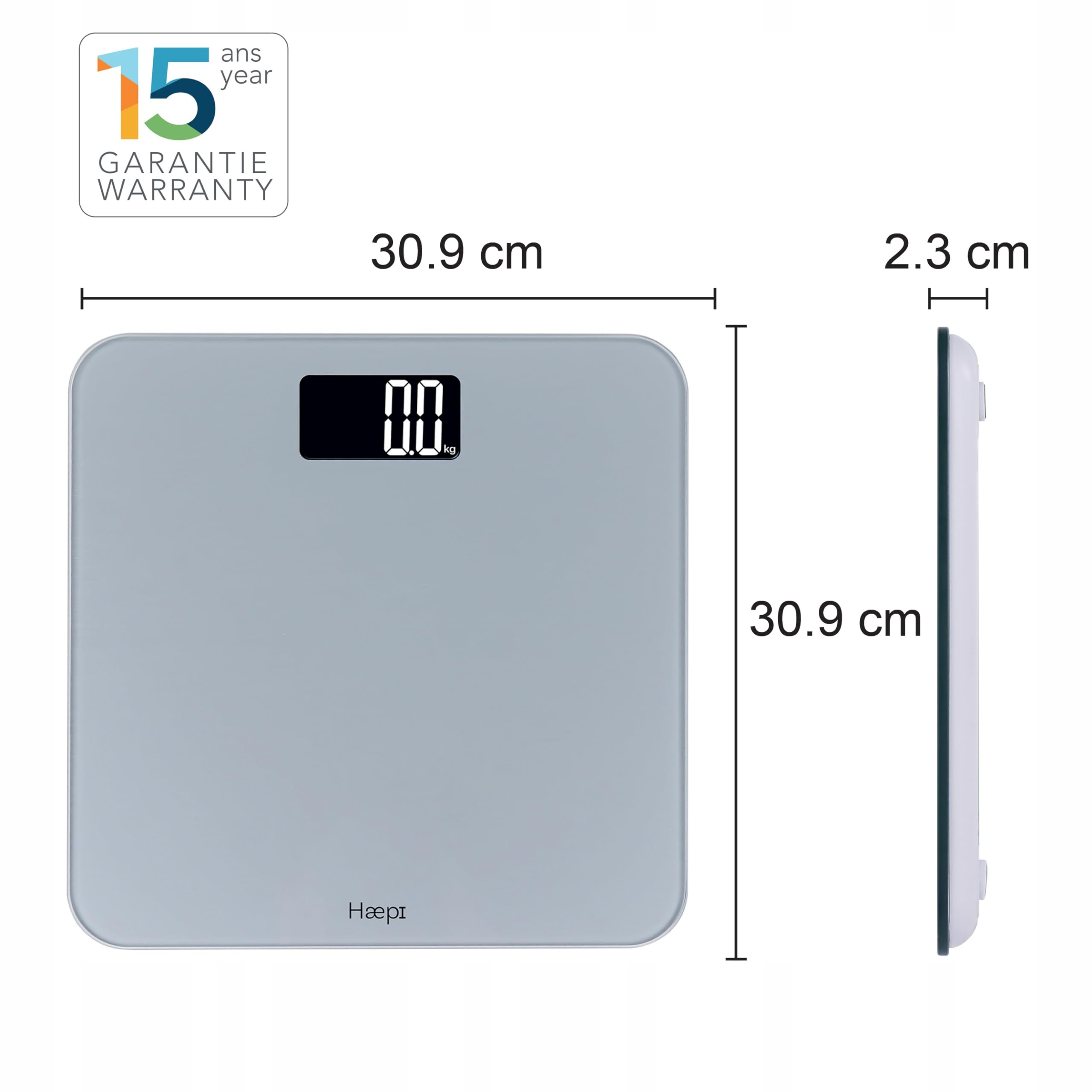 HAEPI Cyfrowa Waga Łazienkowa Szklana Platforma Wyświetlacz LED 180kg — miniatura 5