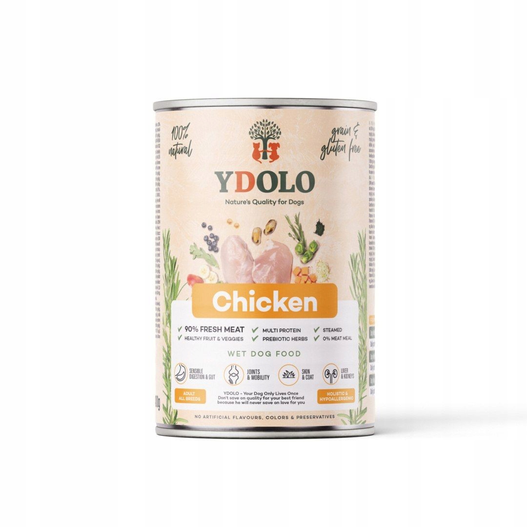 Levně Ydolo Chicken vlhké krmivo pro psy, sada 12 x 400 g