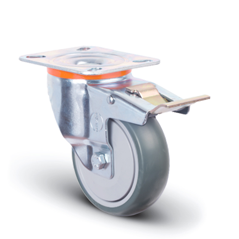 

Koło obrotowe 125mm 90kg z płytą z hamulcem
