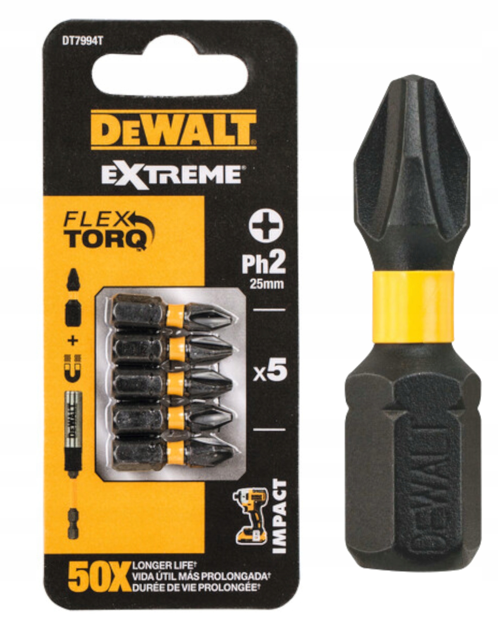 

Zestaw bitów udarowych 1/4" Ph2x25mm 5szt. DeWALT