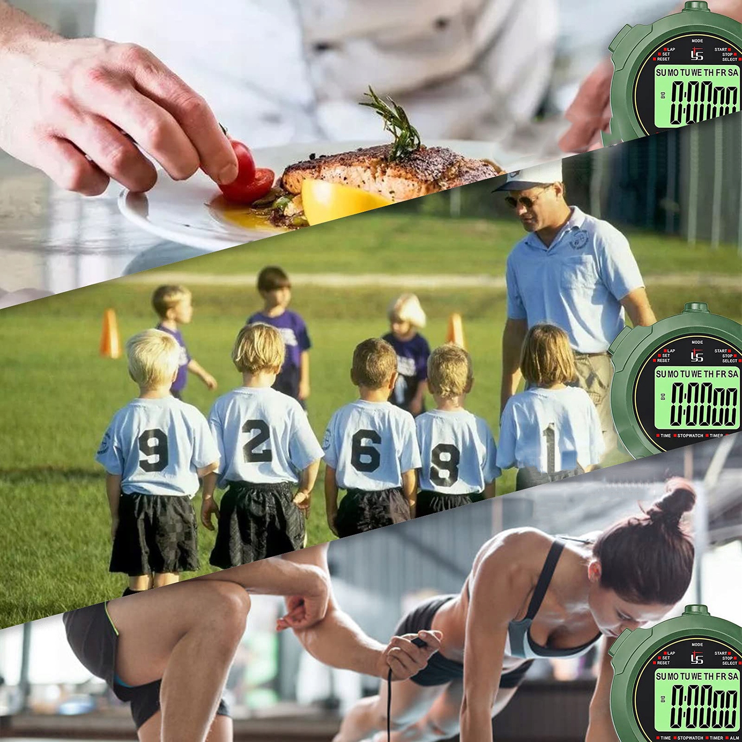 PROFESJONALNY STOPER TRENINGOWY WIELOFUNKCYJNY STOPER PODŚWIETLONY TIMER Waga produktu z opakowaniem jednostkowym 0.05 kg