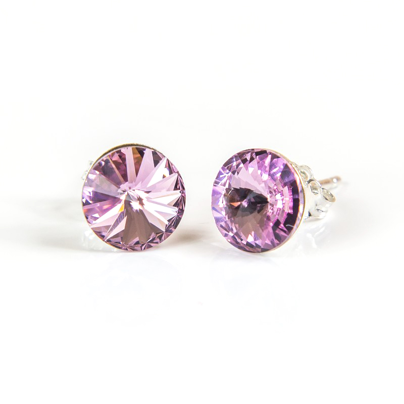 

Srebrne Kolczyki 925 Swarovski Rivoli 6mm Violet