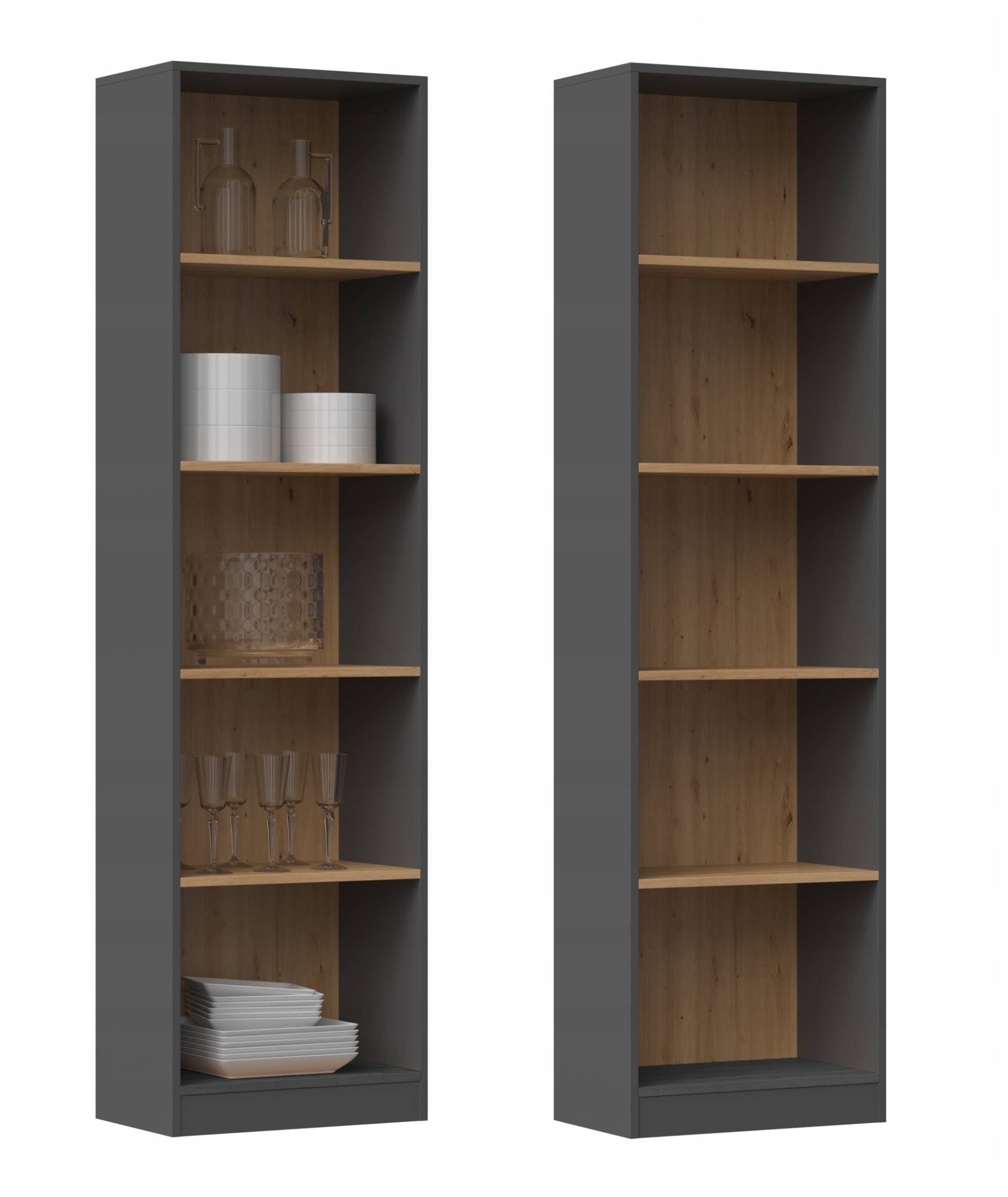 Книжный шкаф R50 офисный шкаф 50 см связующие антрацит дуб ARTISAN