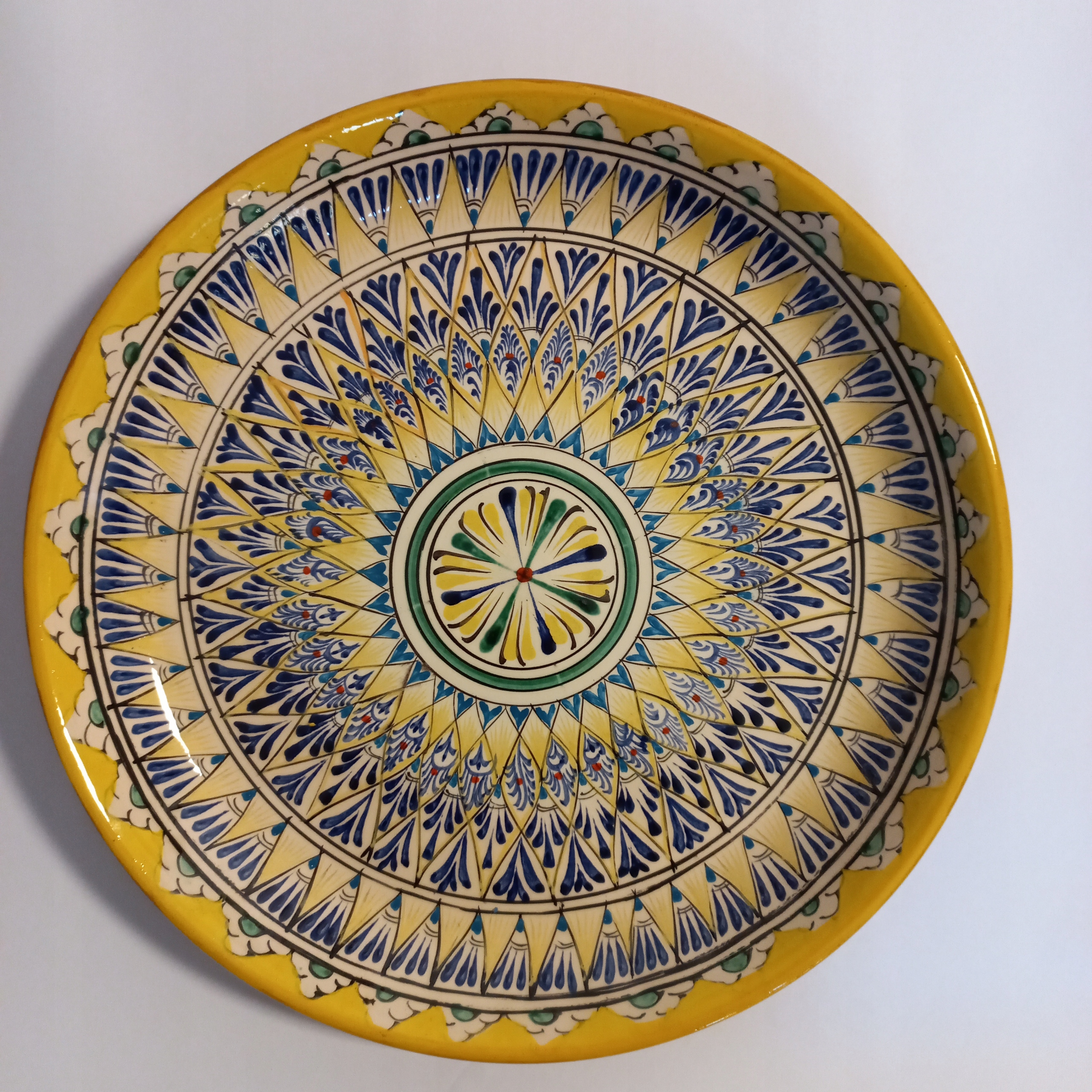 Velký Uzbecký talíř Žlutý mech 38 Cm