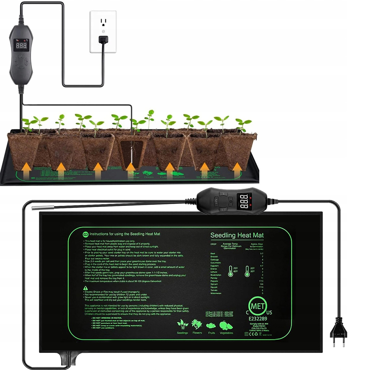 Levně 50 W Vyhřívací podložka pro sazenice Vodotěsná podložka 52 x 24 cm