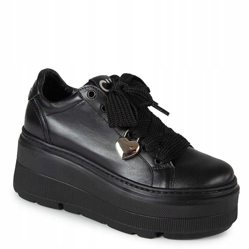 Chebello 4577 Černé Kožené Tenisky Na Platformě 36