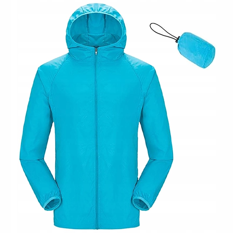 KURTKA PRZECIWDESZCZOWA Z KAPTUREM WIATRÓWKA LEKKA UNISEX NIEBIESKA ROZ XL Materiał dominujący nylon