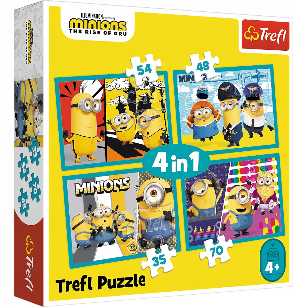 Puzzle 4w1 WESOŁY ŚWIAT MINIONKÓW 34339