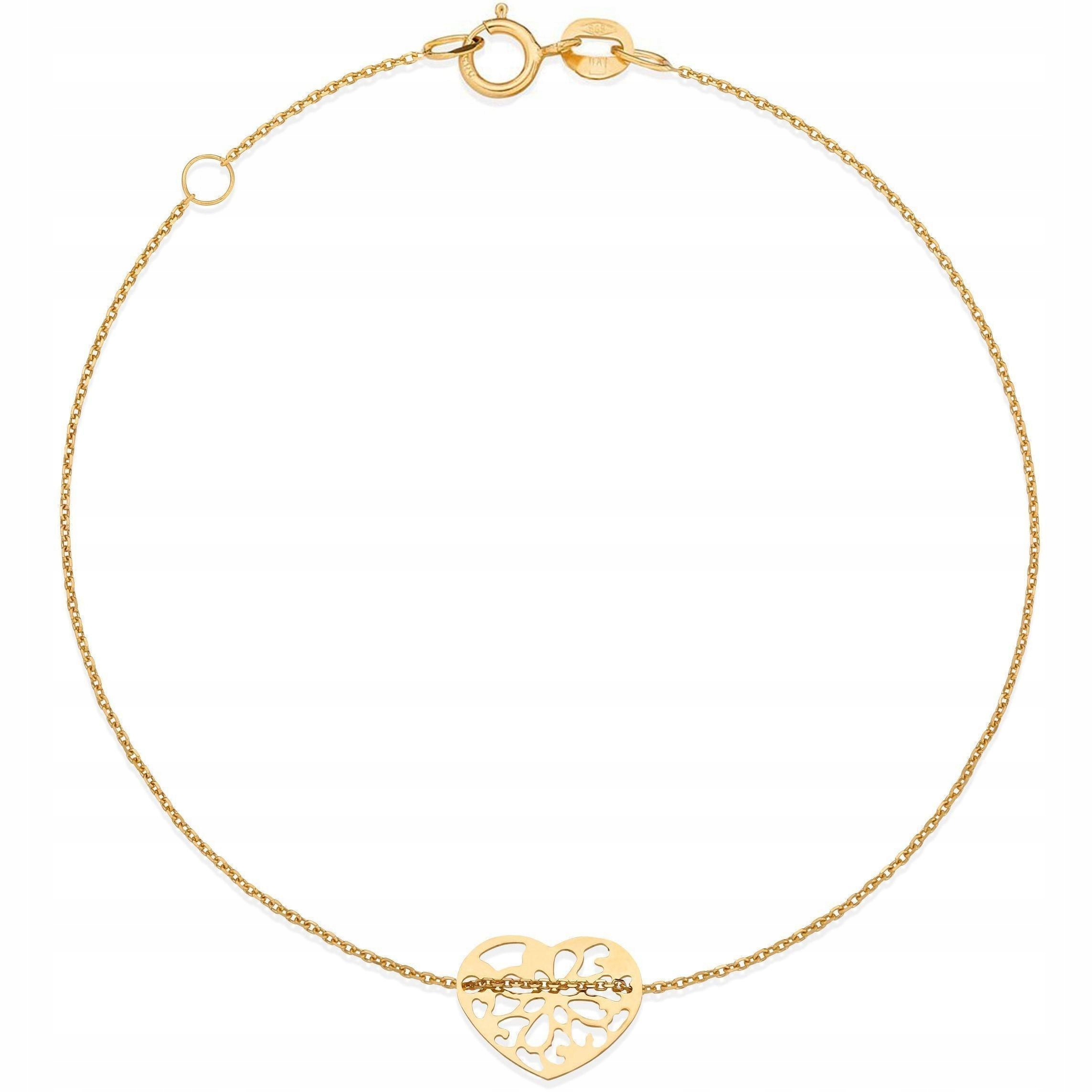 

Złota bransoletka 585 Celebrytka Ażur Serce