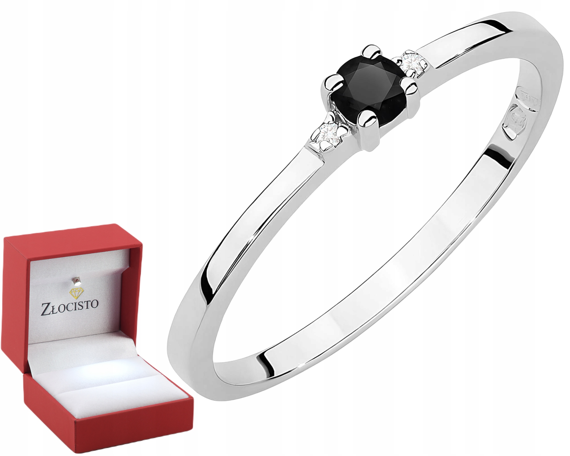 Bílé zlato Prstýnek Černé Brilianty A Diamanty Zlato 585 Gravírování Bonus