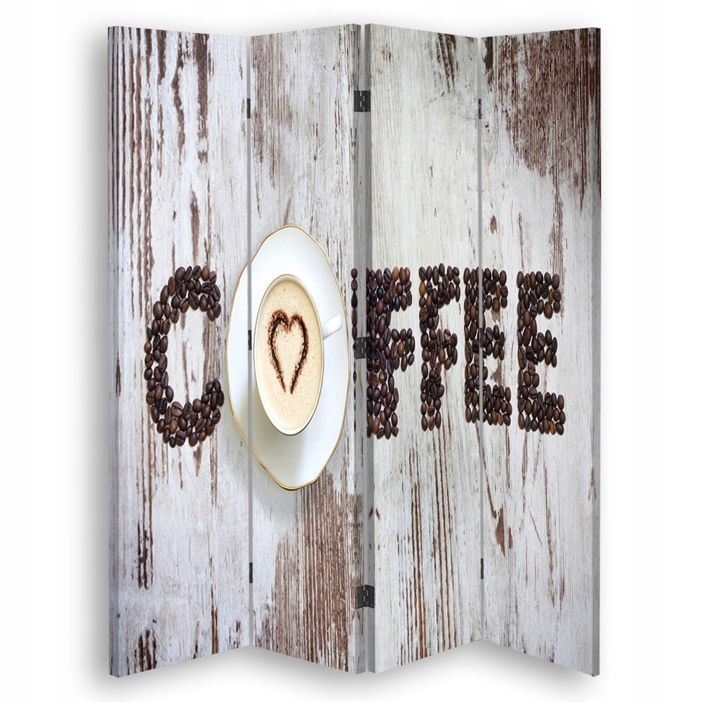Dvojstranný paraván, nápis Coffee z kávových zŕn 145x170