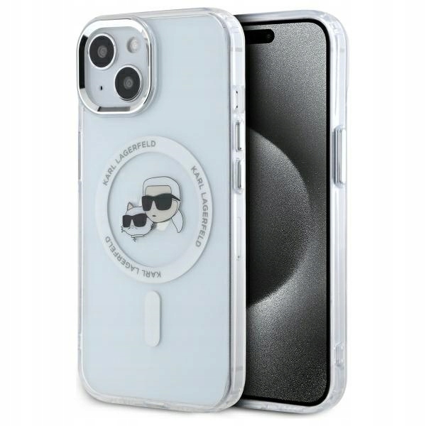 arl Lagerfeld iPhone 15 6.1" biały IML Metal Karl&Choupette Białe
