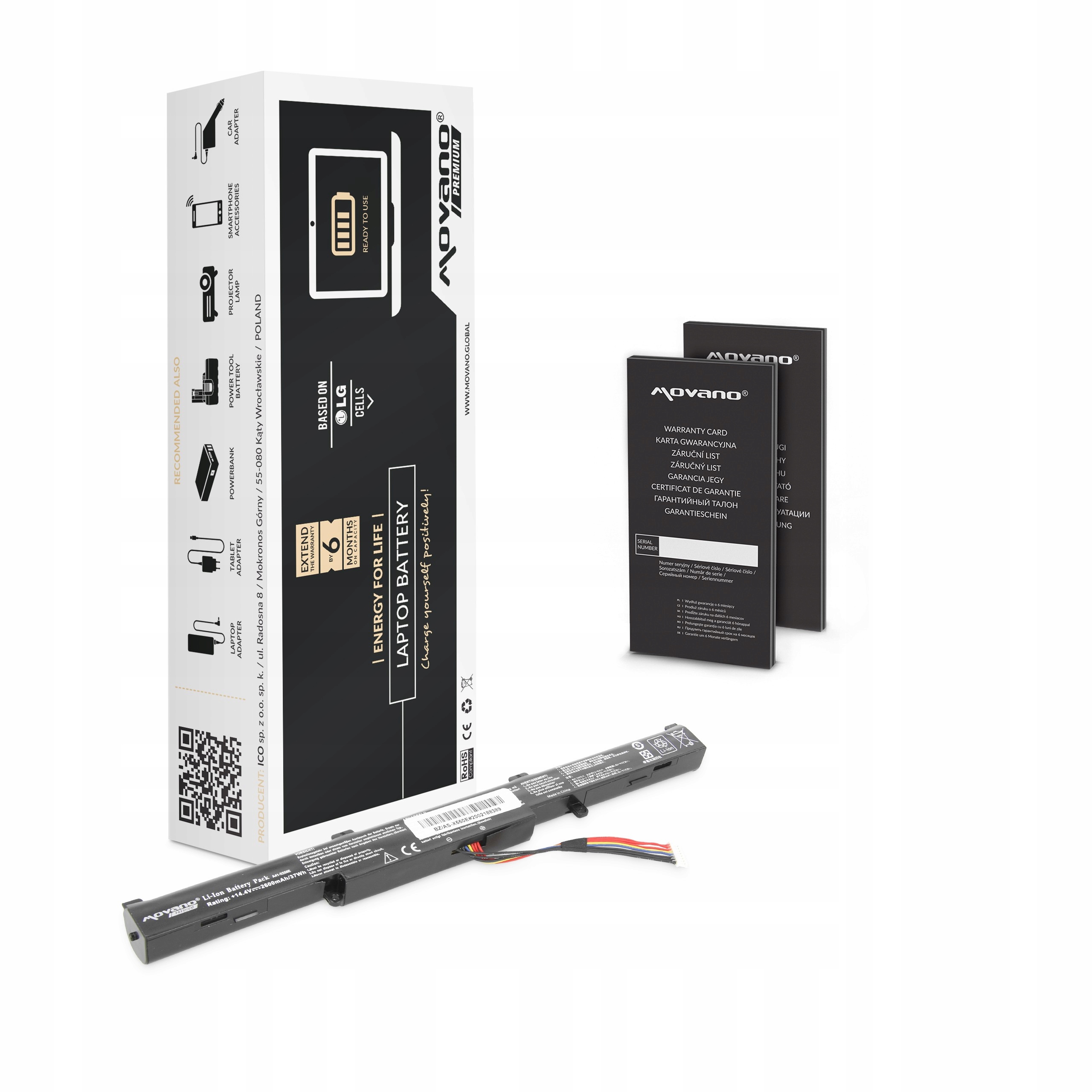 Batéria Movano Premium pre Asus A550E, K550E (3200 mAh)