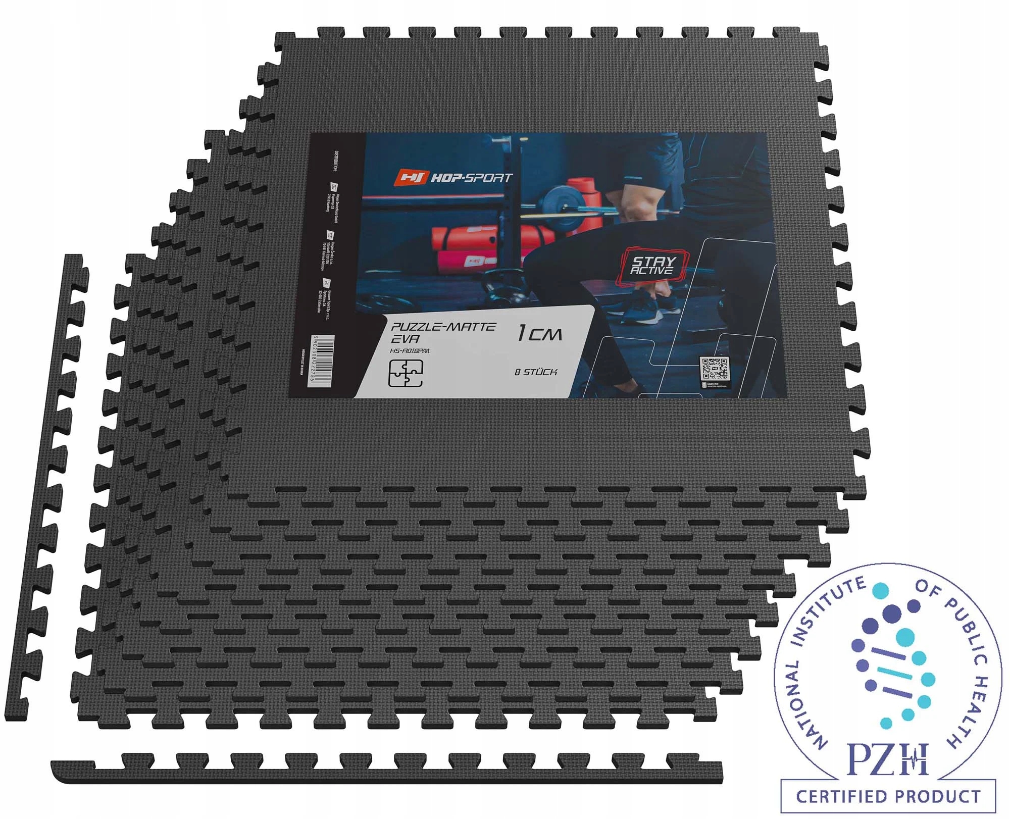 Ochranná podložka na cvičení puzzle Eva 1cm 8 ks černá