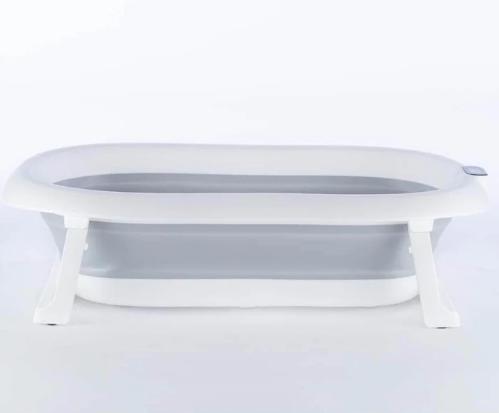 WANIENKA SKŁADANA SILIKONOWA Z TERMOMETREM LCD + PODUSZKA ZAGŁÓWEK WANNA Kolor Odcienie szarości i srebra