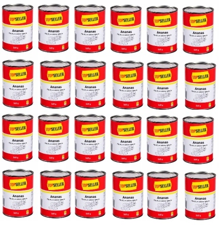 24x 565g Topseller Ananas plastry w syropie Karton