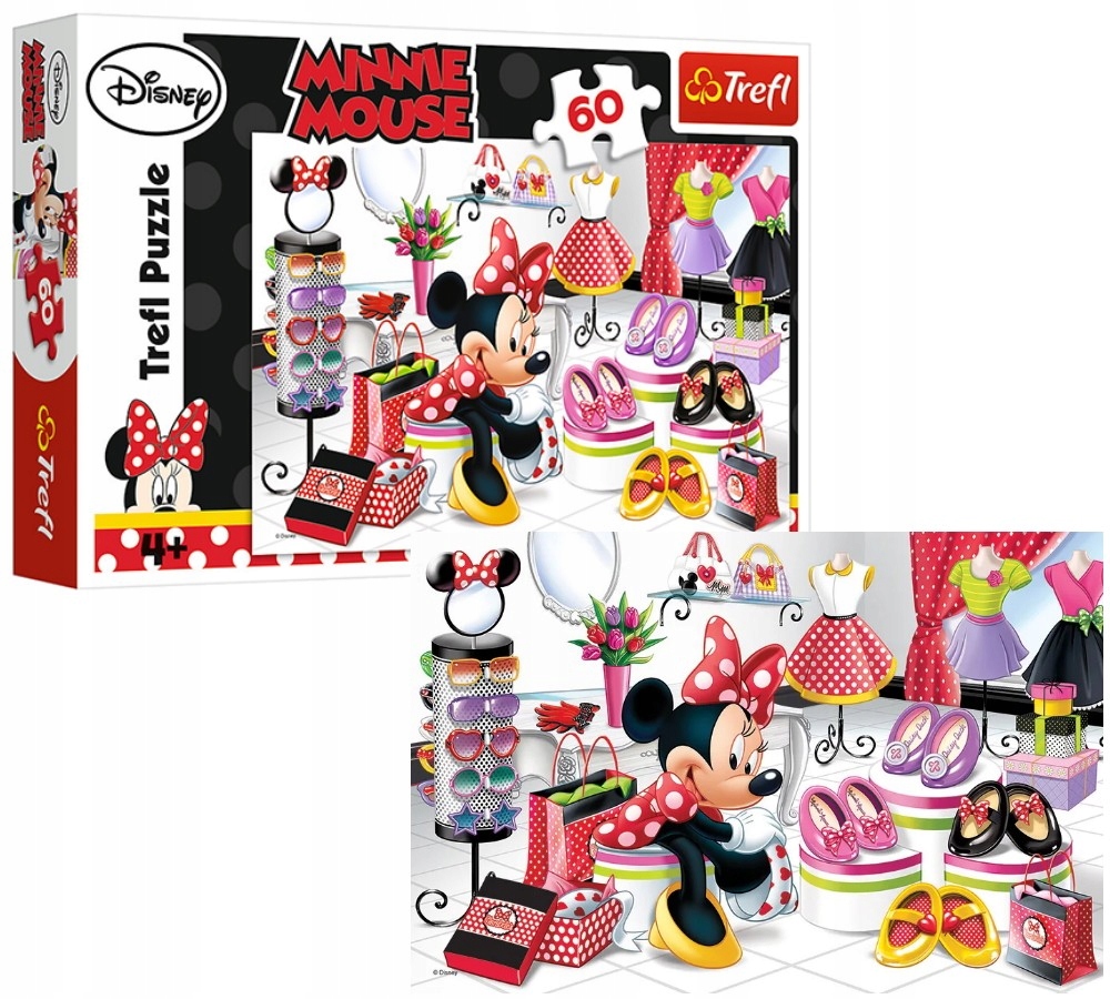 PUZZLE 60EL MYSZKA MINNIE KUPUJE BUTY ZAKUPY TREFL Marka Trefl