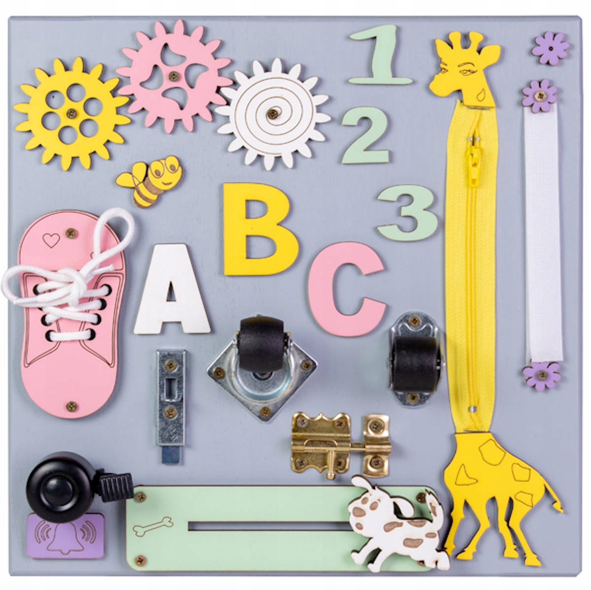 

Tablica Manipulacyjna Sensoryczna Montessori 10W1