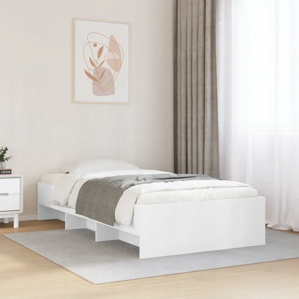 Rám postele, bílý, 90x200 cm, materiál na bázi dřeva
