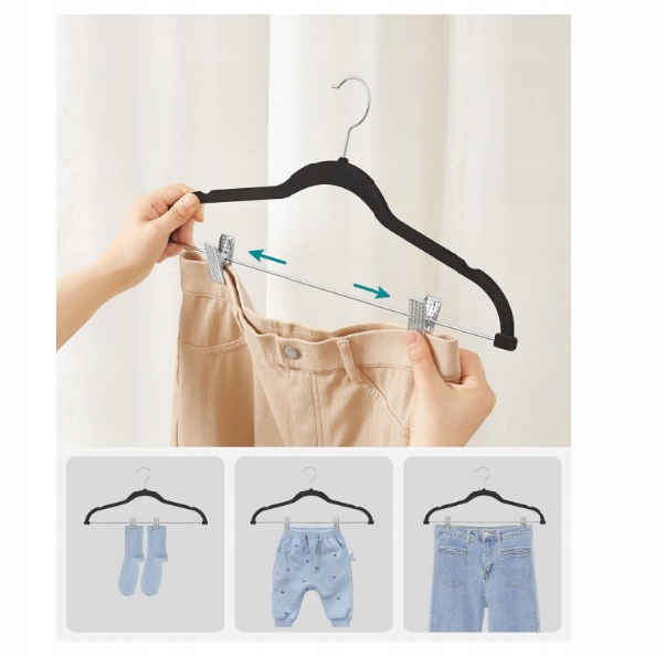 12x WIESZAK WELUROWY NA SPODNIE SPÓDNICE Z KLIPSAMI DO SPODNI Kod producenta CRF12B