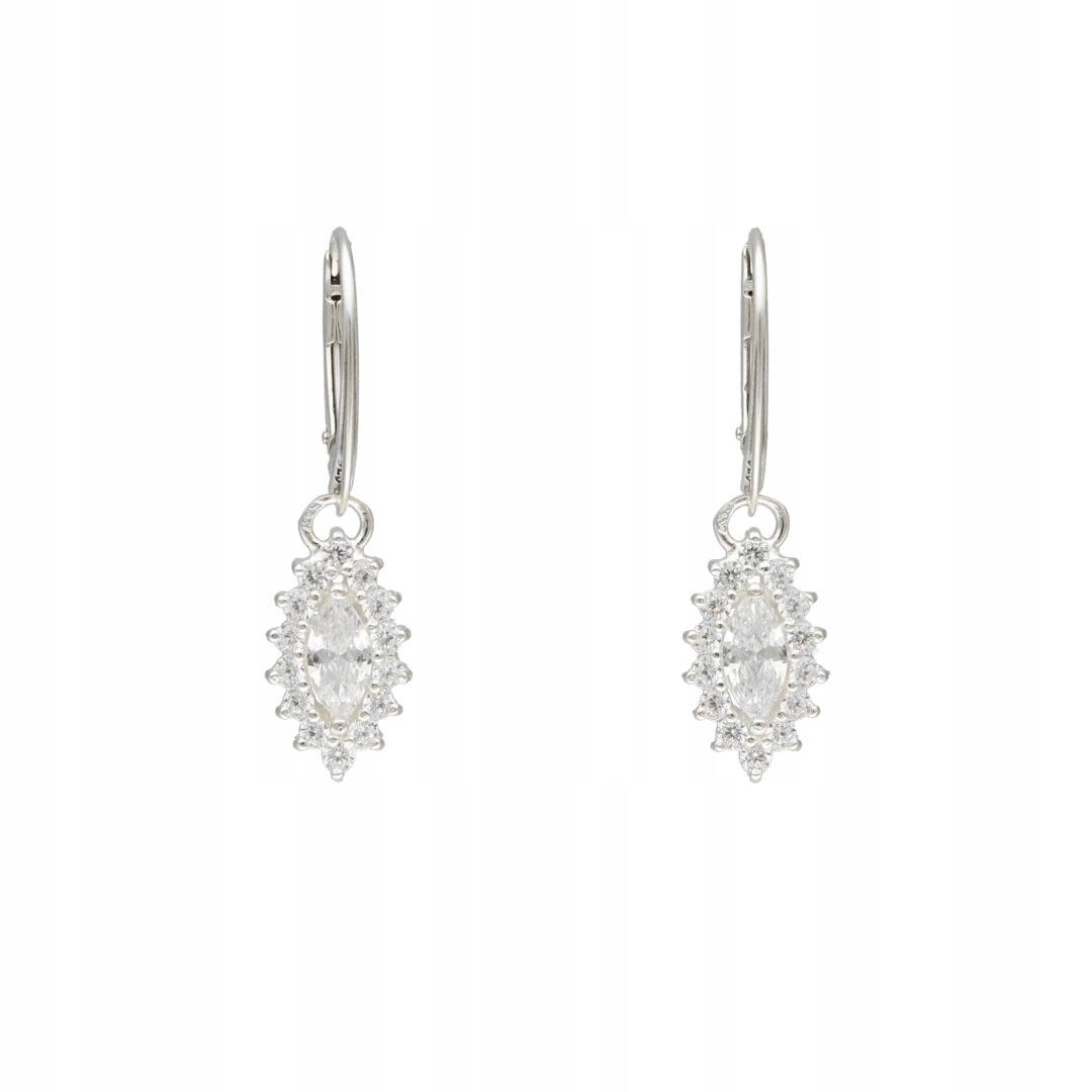 Náušnice markýzy s bílými zirkony stříbro