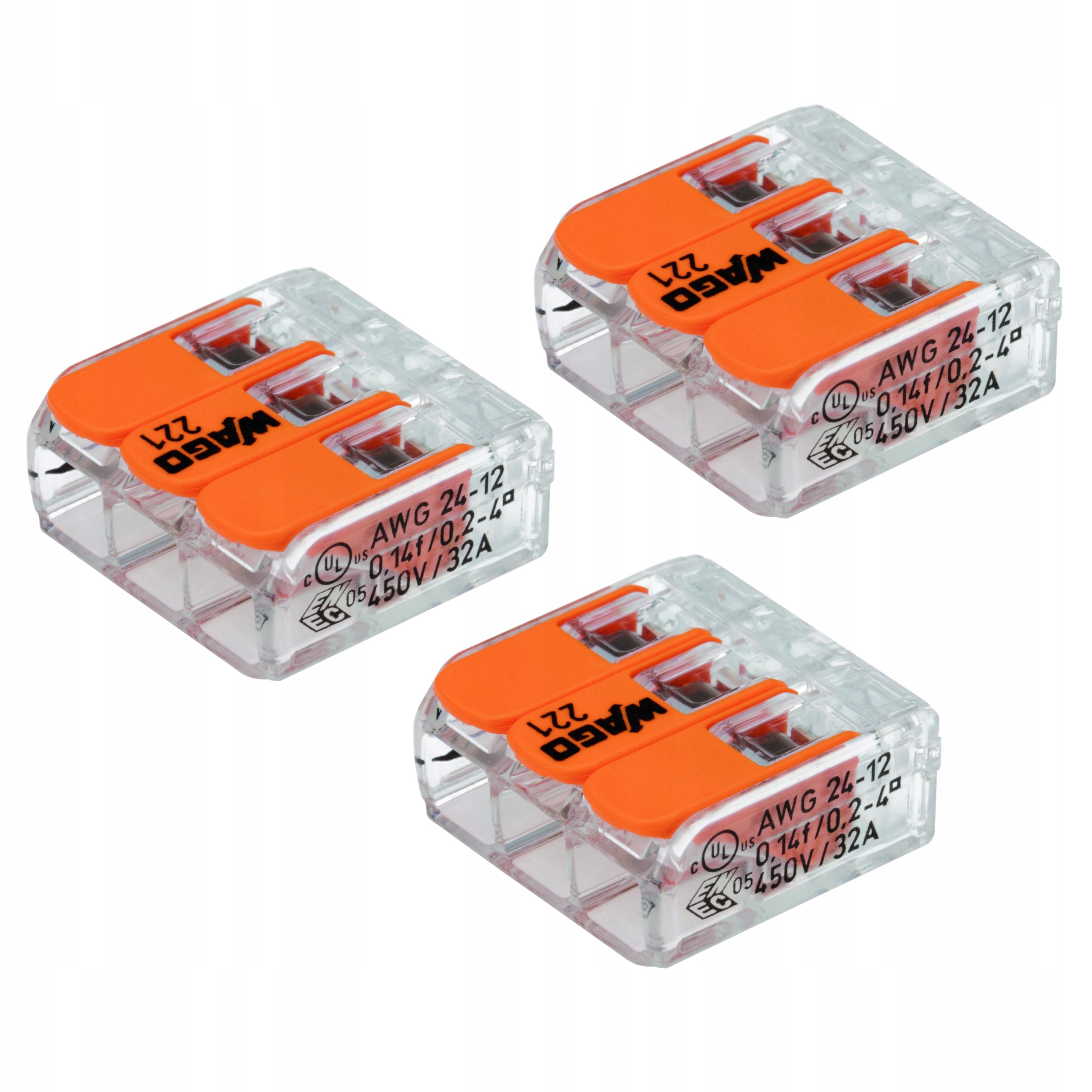 

Szybko złączka Wago z dźwigienkami 0,2-4 mm² 3szt