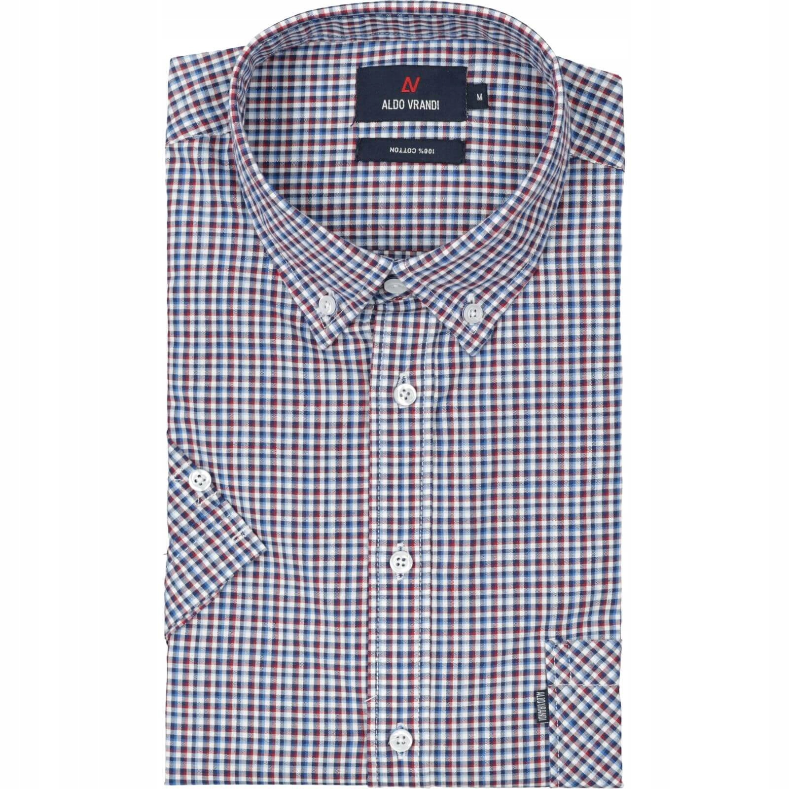 Koszula Męska Bawełniana w Kratkę Krótki Rekaw Aldo Vrandi 3XL_klatka_132