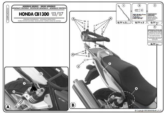 Kappa Rám Centrálneho Kufra Honda Cb 1300/S (03-09) (bez Dosky