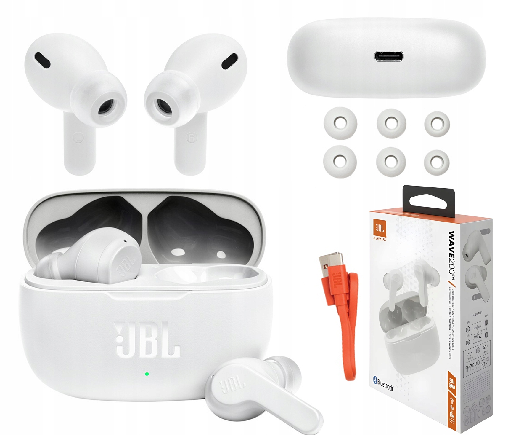 Jbl Wave 200 Tws Kanálové Bezdrátové Sluchátka Bílá Bluetooth