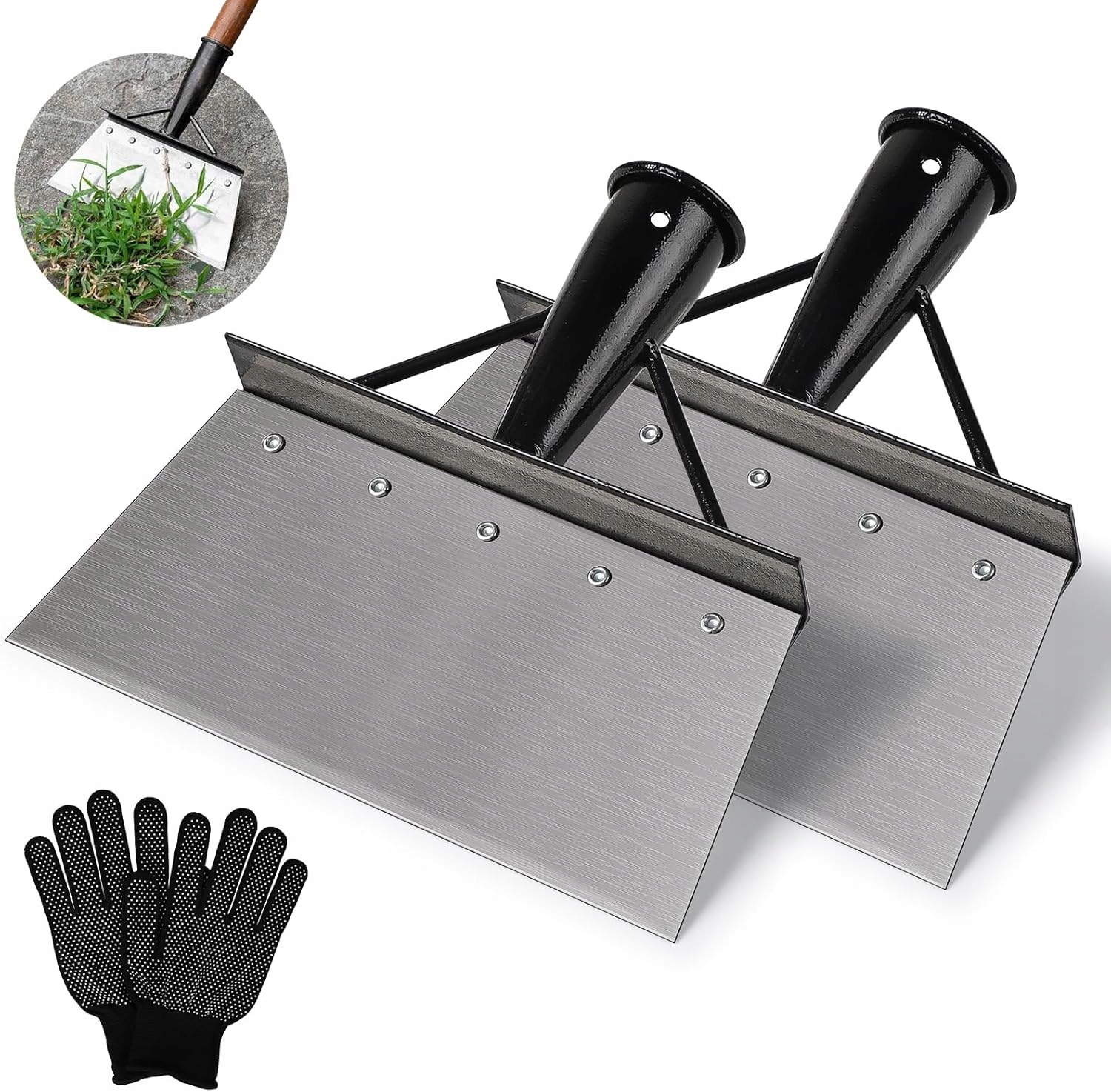 2x zahradní lopata 21 cm rukavice Ocel na plevel