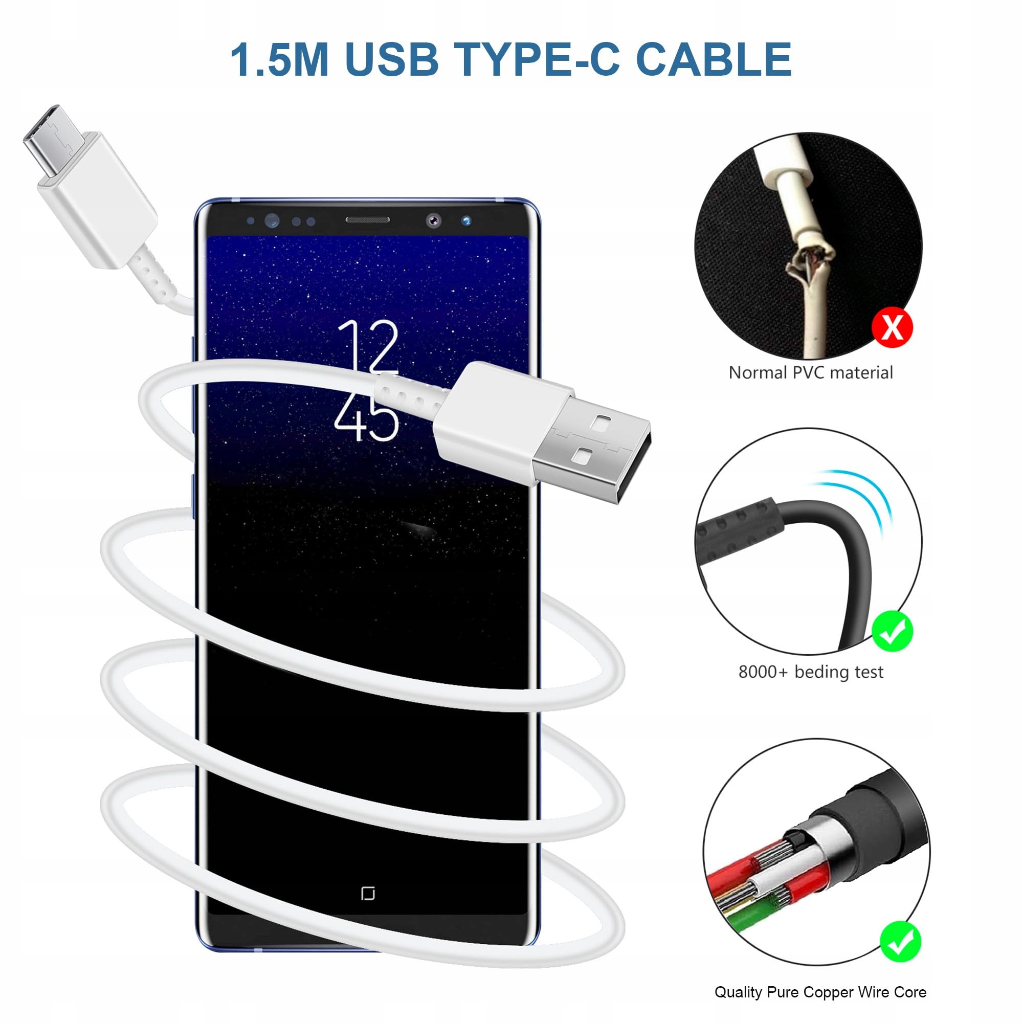 2x USB-C Ładowarka Set for Galaxy A15 A14 A13 A04S A71 A55 A54 — miniatura 4