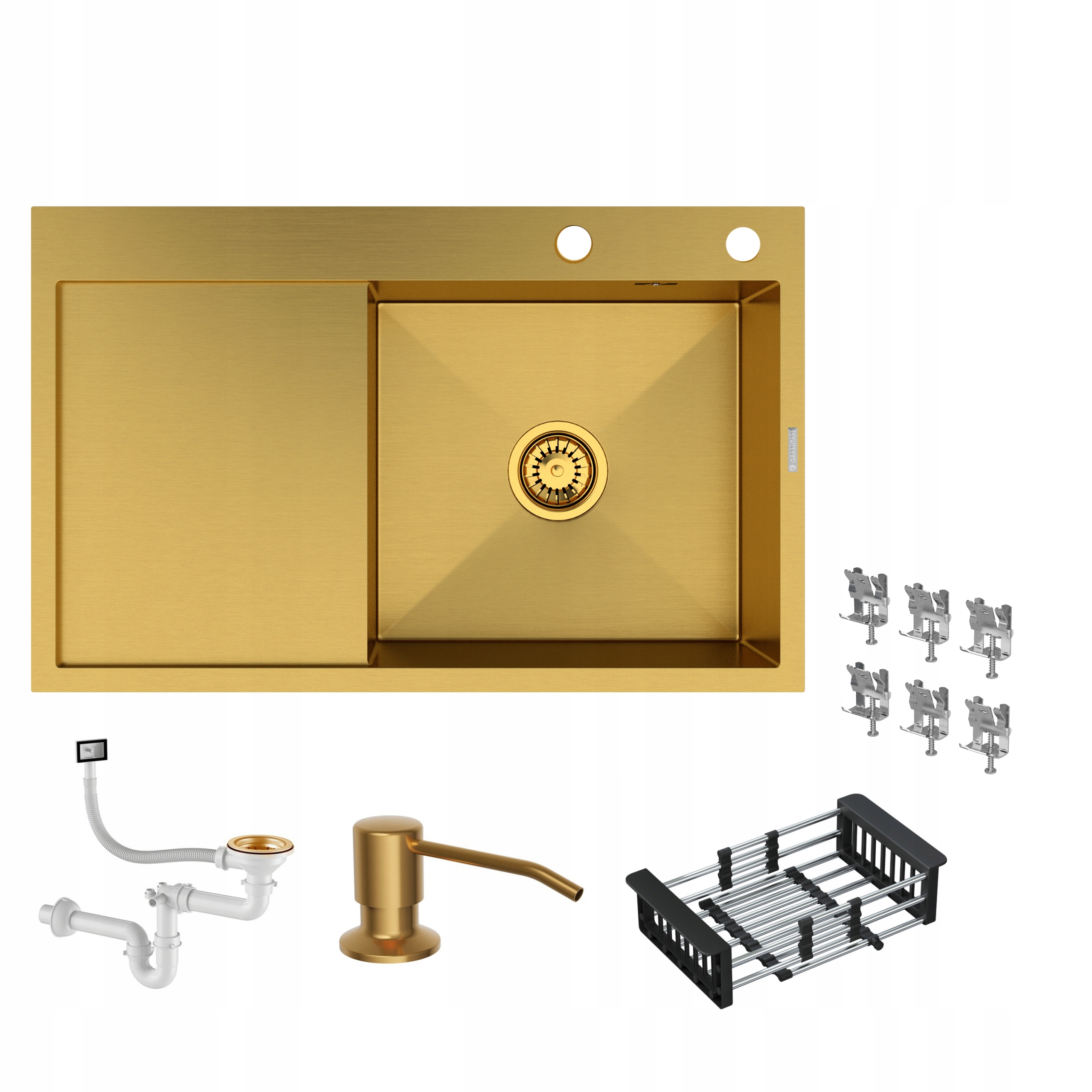 Jednokomorový Oceľový Drez Zlatý S Odkvapkávačom, Sušičkou A Dávkovačom BARI78P