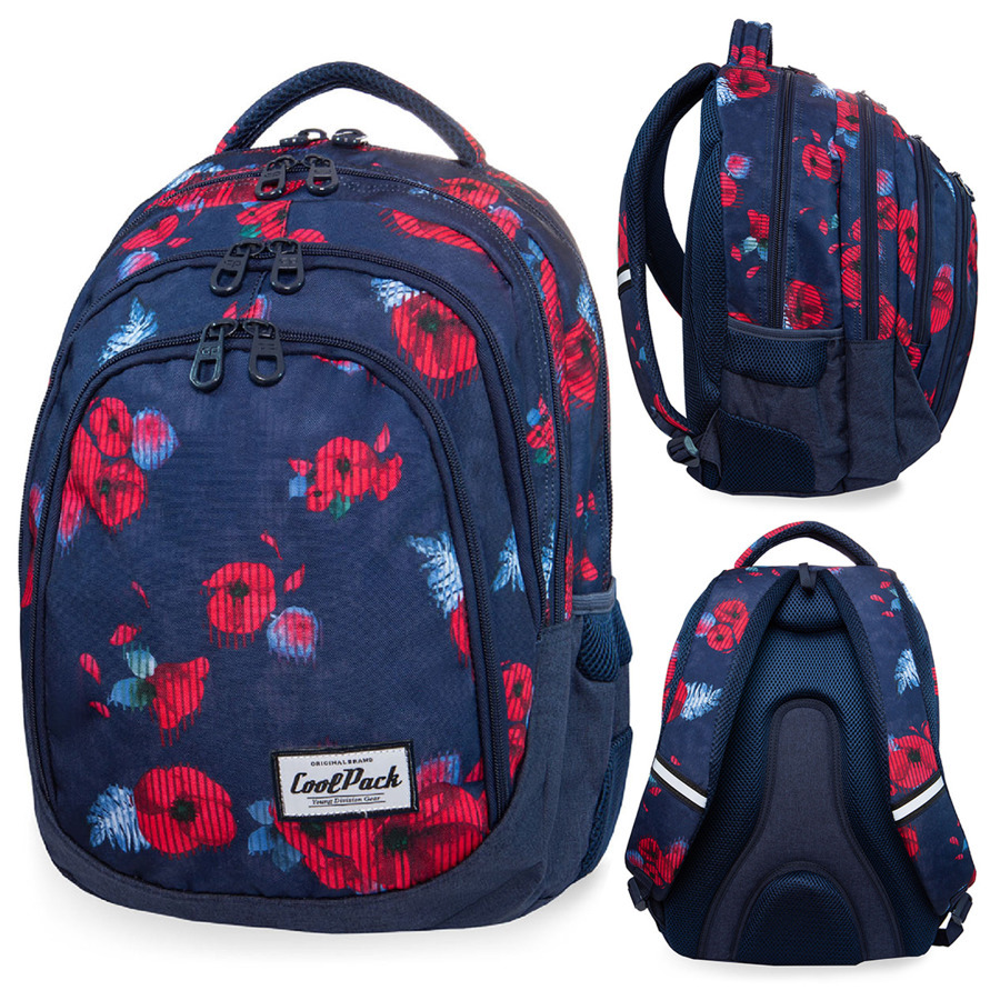 Plecak szkolny Dziewczęcy CoolPack Drafter Red Poppy w kwiaty