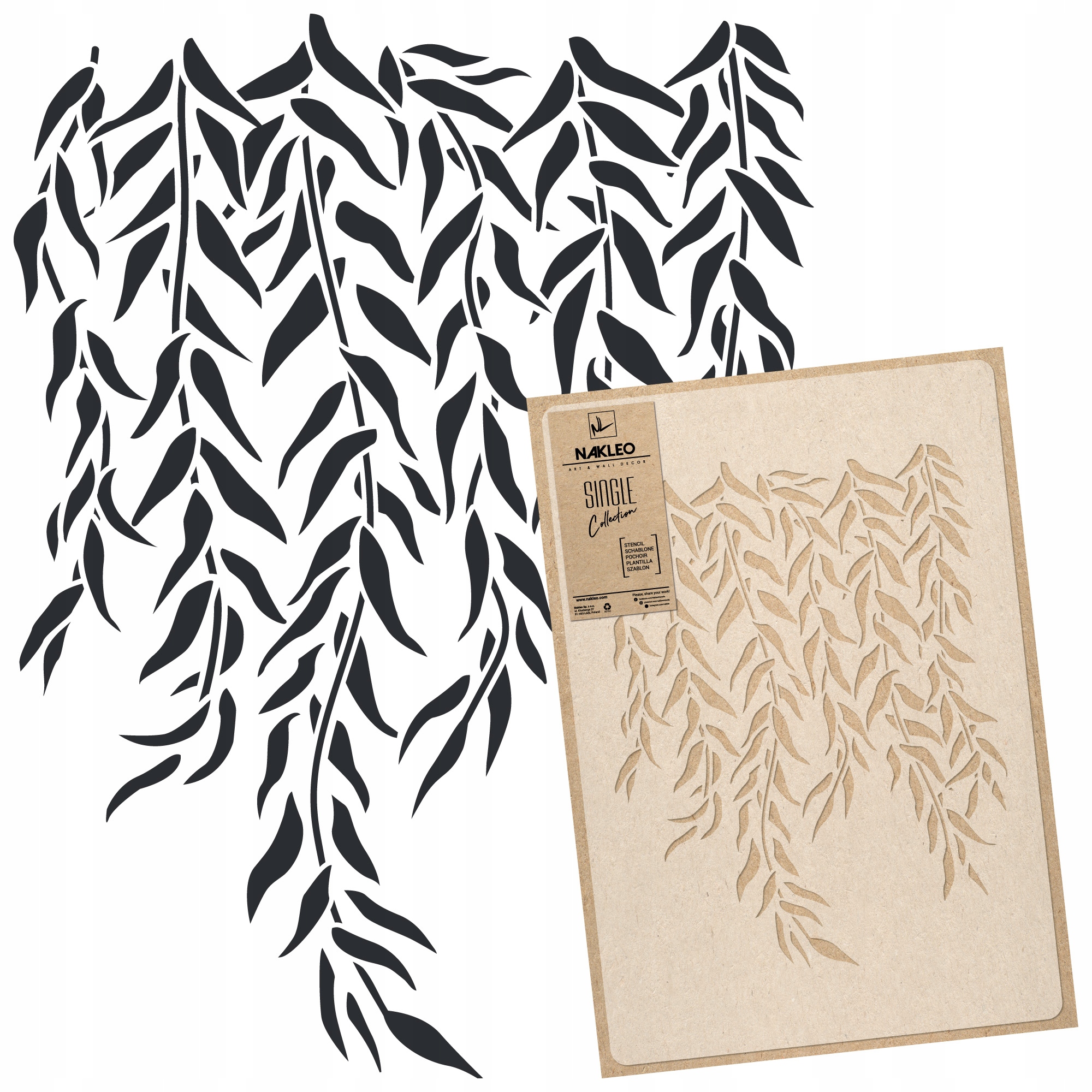 Malířská šablona Vícenásobná L 59x95 cm Stromy Popínavé Listy Vrba Plačící