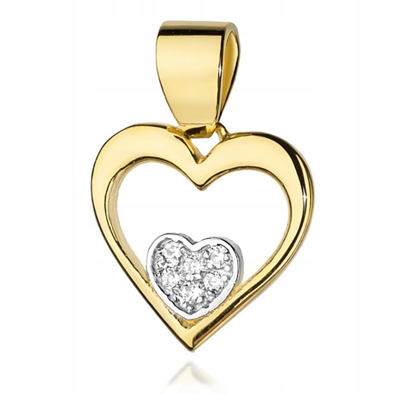 Zlatý Přívěsek pr. 585 Srdce S Brilianty 0,05 ct