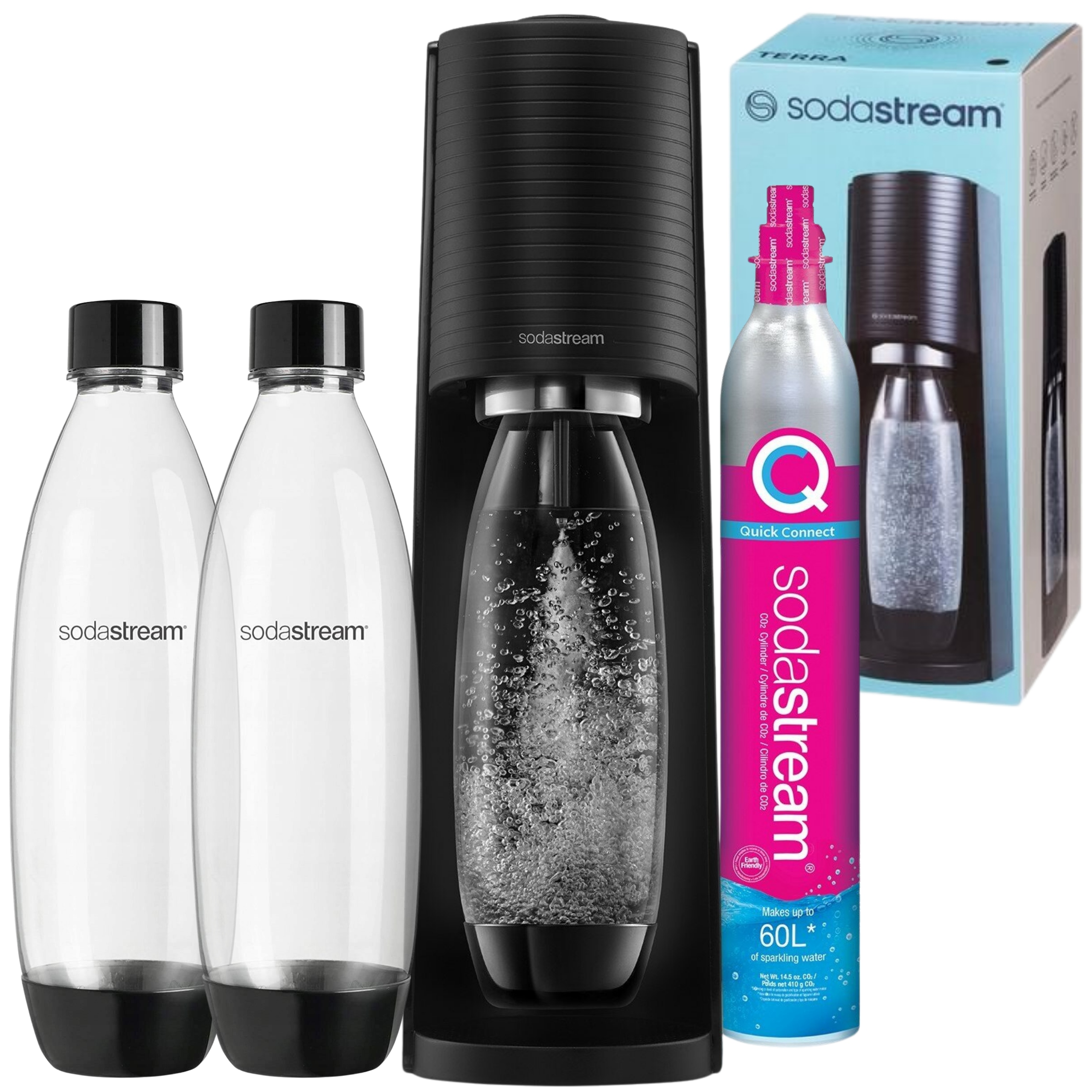Saturátor Sodastream Terra výrobník sódy čierny, 2 fľaše 1L