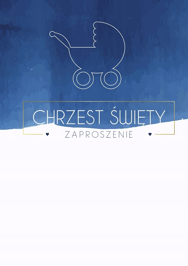 ZAPROSZENIE CHRZEST ŚWIĘTY Chrzciny Wózek Niebiesk