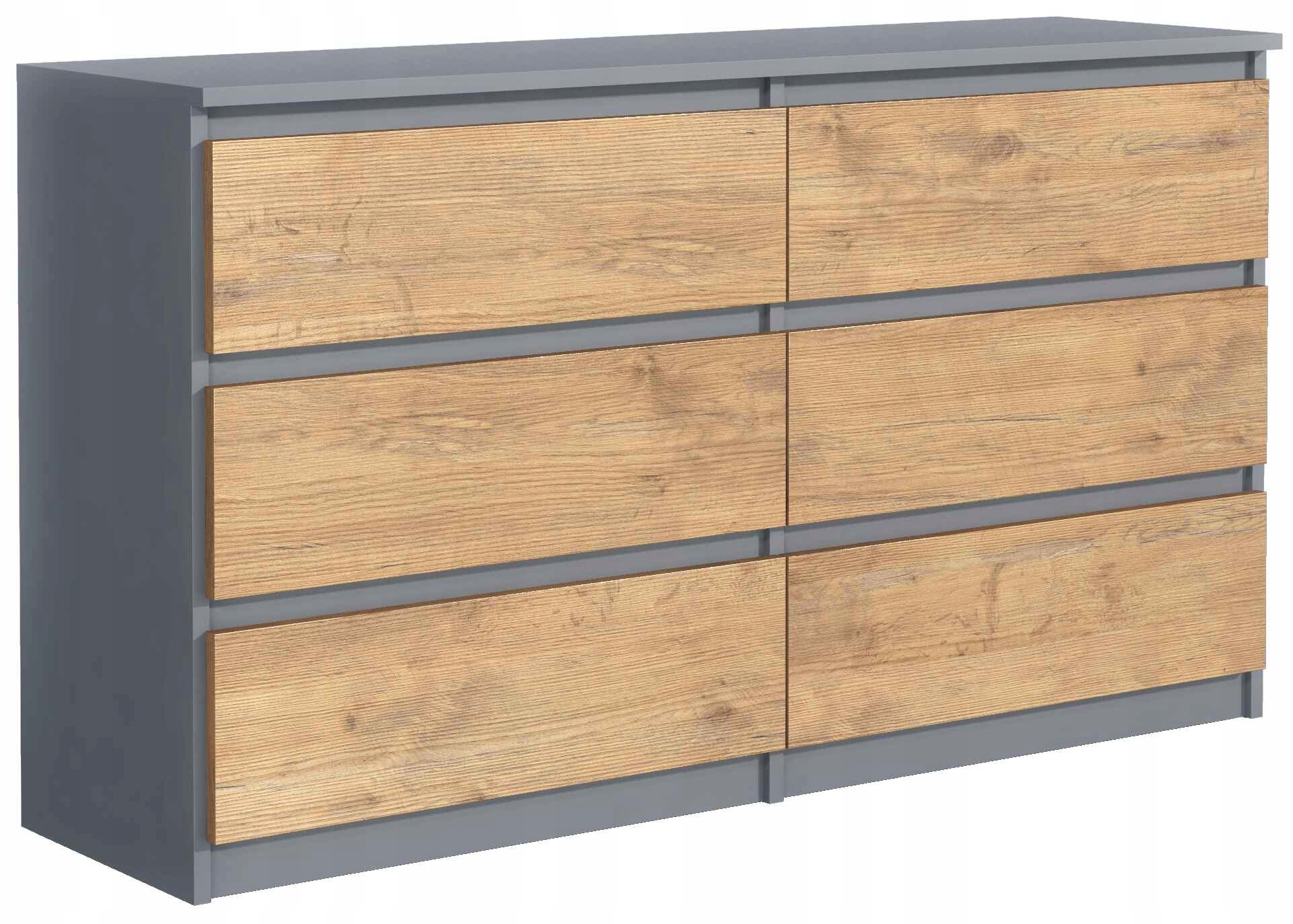 Komoda Nudo 120 cm do obývacího pokoje Ložnice 6 zásuvek Antracit