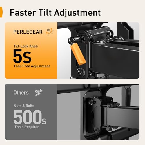 PERLEGEAR Uchwyt TV Na Ścianę 32-85 Cal 60kg Regulowany Max VESA 600x400mm — miniatura 6