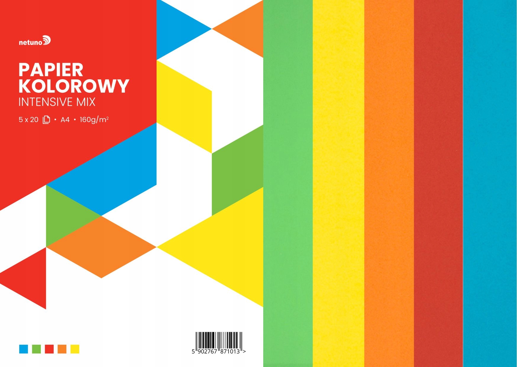 

Papier kolorowy mix intensywny 160g A4 100ark.