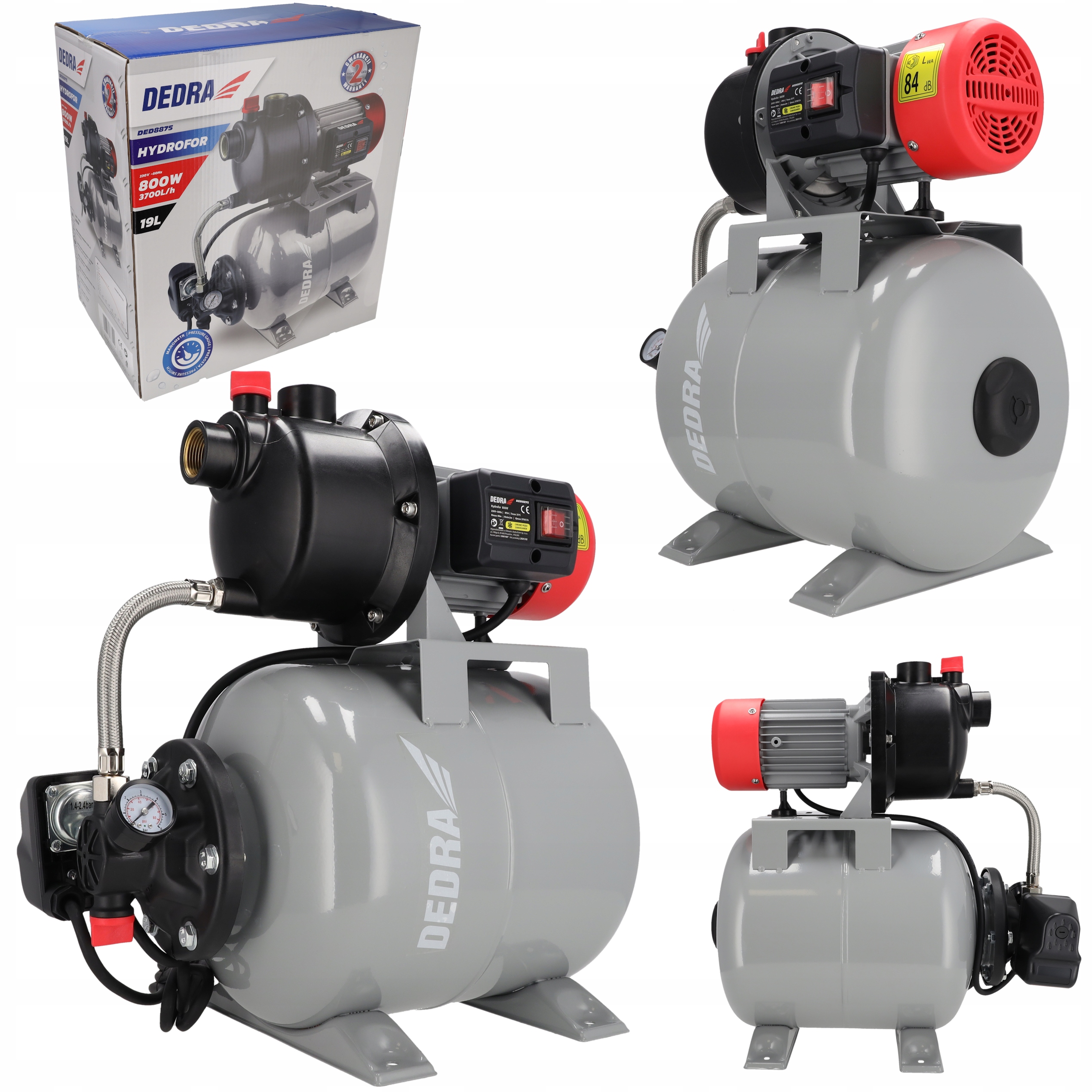 Hydrofor Dedra Pompa Hydroforowa do Wody Zbiornik 19 L Wydajny 800W