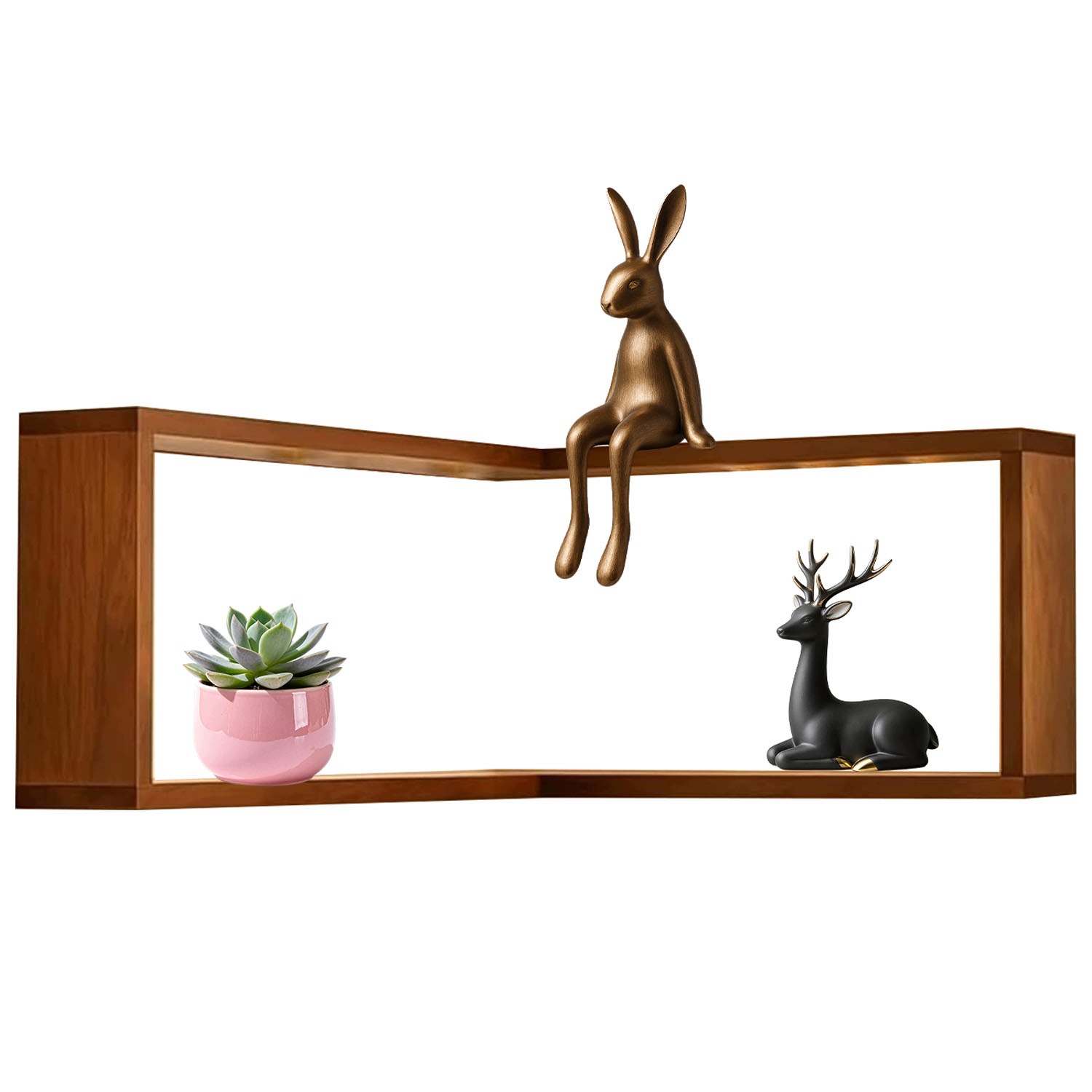 Závěsná nástěnná police na květiny Knihy Ozdoby Hračky 40x20 cm Loft Hnědá