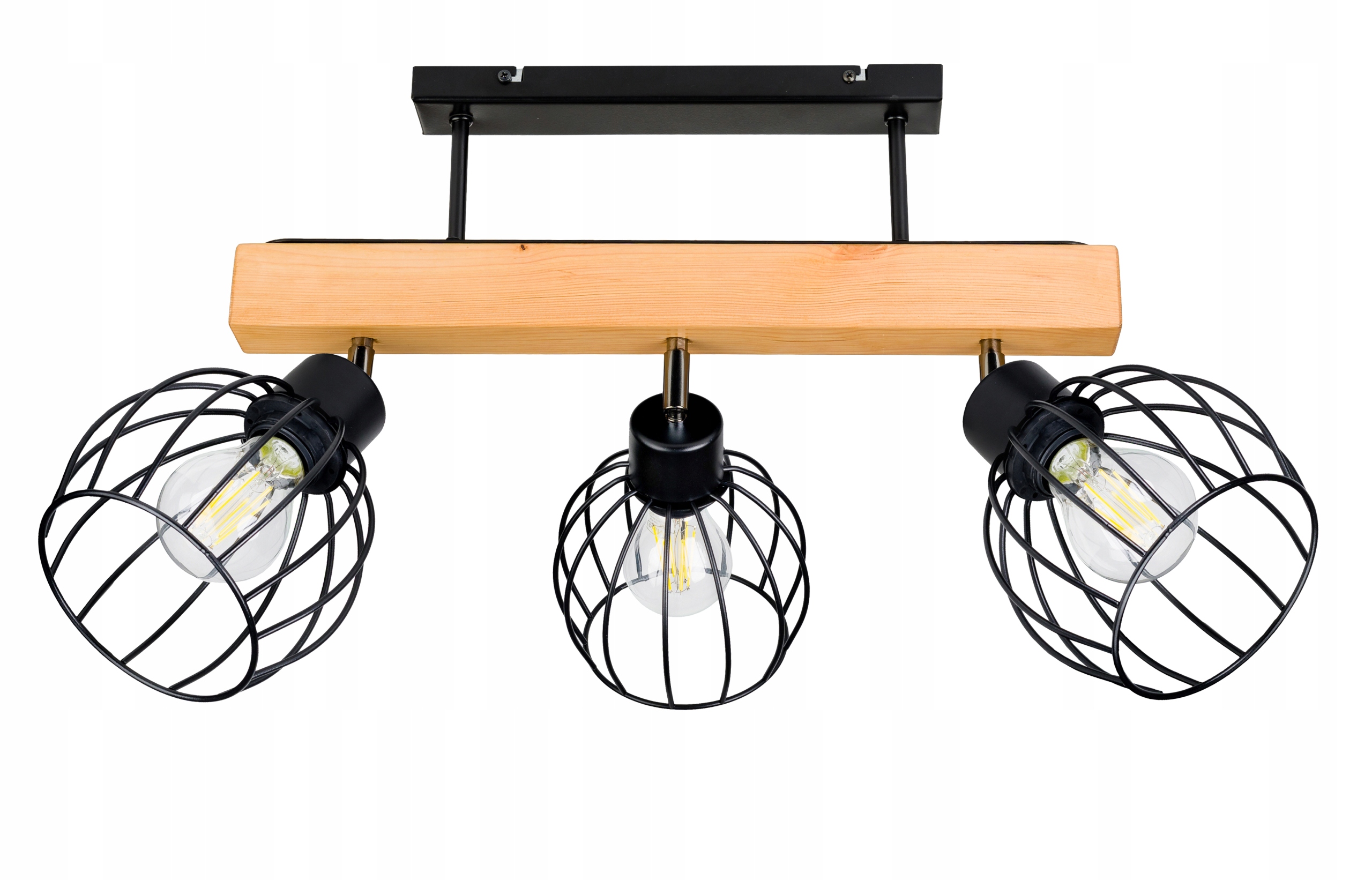 Dřevěná stropní lampa Lustr Stropní Svítidlo Loft Černá na 3x Klosz E27