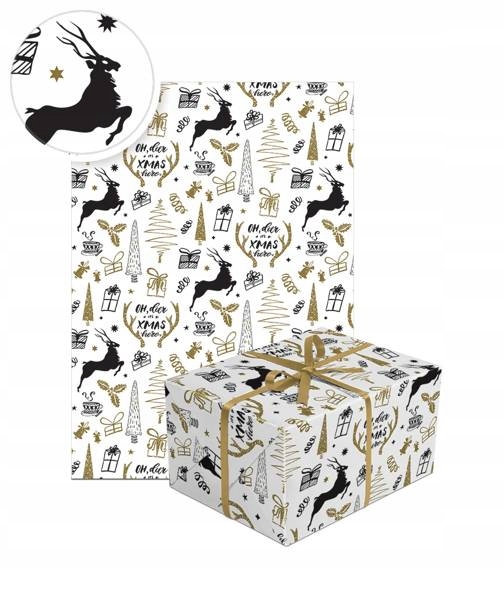 

Papier Prezentowy Renifer Xmas Świąteczny